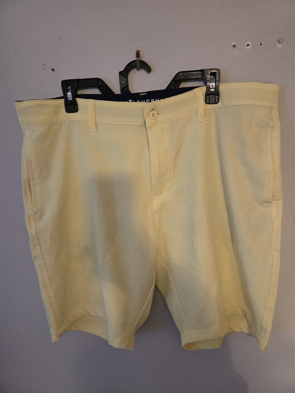 Light Yellow Flat Front Men's Shorts - Classic Summer Style